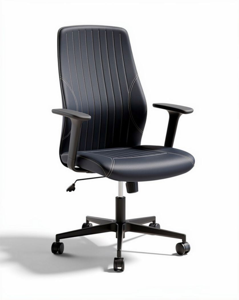 Ergonomische bureaustoel met verstelbare hoogte in zwart kunstleer 45 x 60 x 95cm