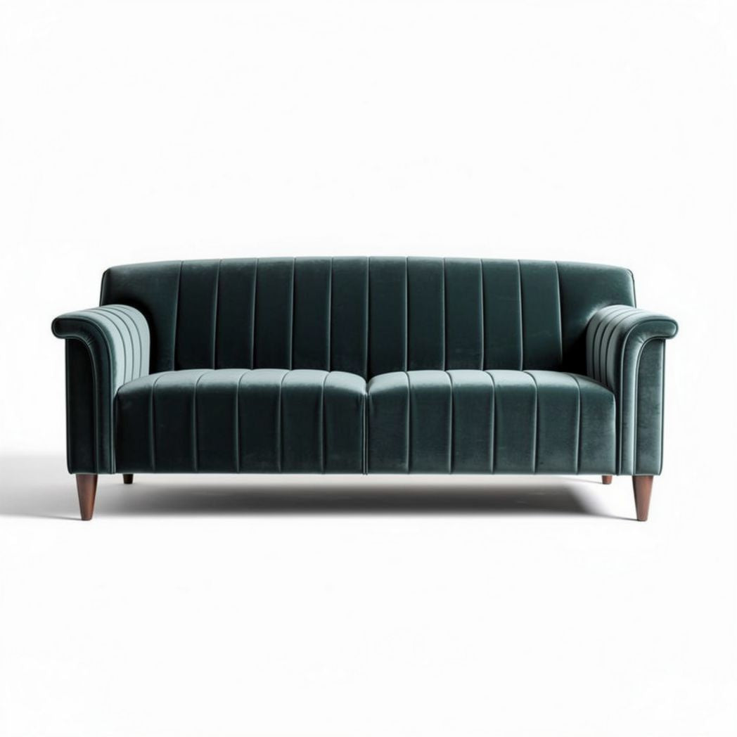 Bank in lichtroze stof met metalen poten 200 x 90 x 85cm