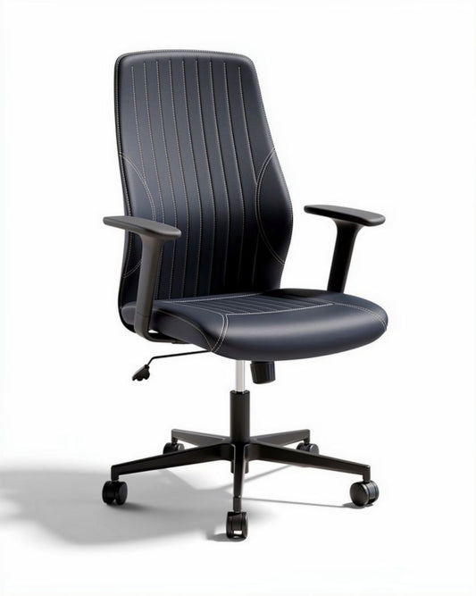 Ergonomische bureaustoel met verstelbare hoogte in zwart kunstleer 45 x 60 x 95cm