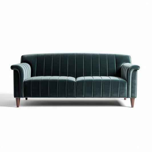 Bank in lichtroze stof met metalen poten 200 x 90 x 85cm