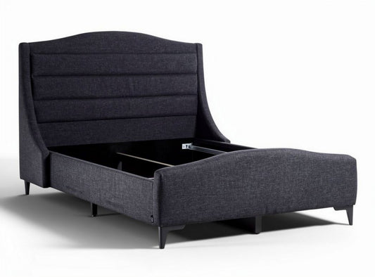 Gestoffeerd bed met opbergruimte in grijs 200 x 160 x 100cm