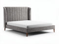 Stijlvol grijs stoffen bed met hoofdbord van 200 x 160 x 100cm