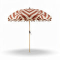 Strandparasol met gestreepte stof in zandkleur en terracotta 200 x 200 x 250 cm