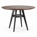 Eettafel van hout met metalen poten rond 85 x 85 x 75cm bruin en zwart