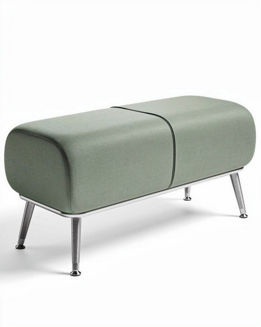 Bankje van stof in lichtgroen met metalen poten 120 x 50 x 45cm