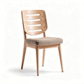 Houten eetkamerstoel met stoffen zitting 45 x 45 x 85cm naturel